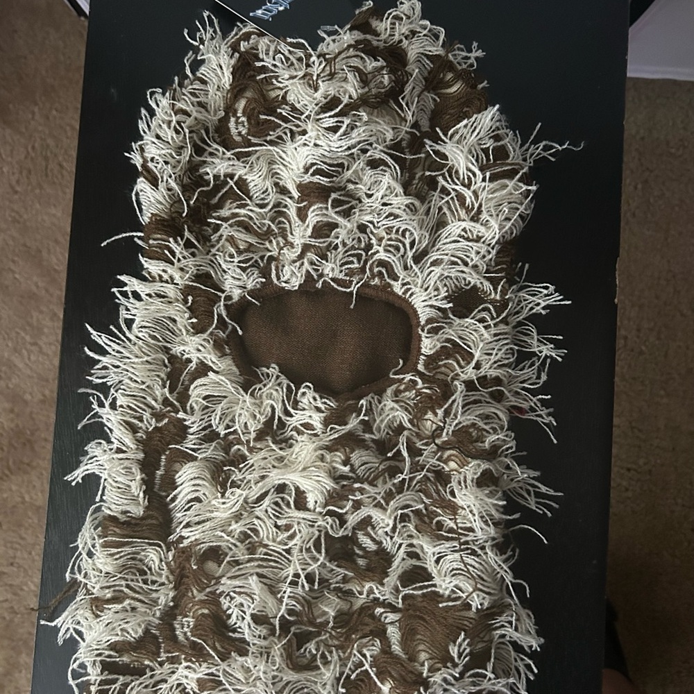 Authentic Brown and Cream Distressed Balaclava